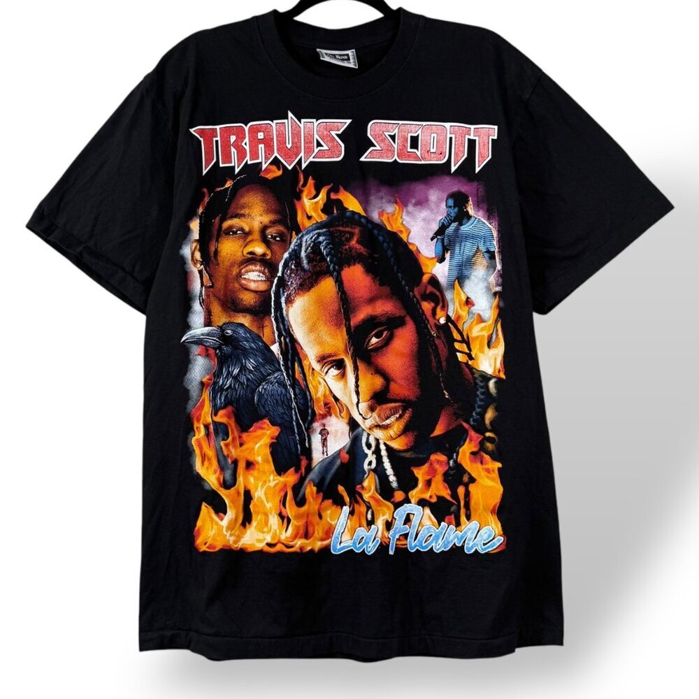 Travis Scott The Roxx VTG Style All Over Print Double-Sided La Flame Rap T-Shirt